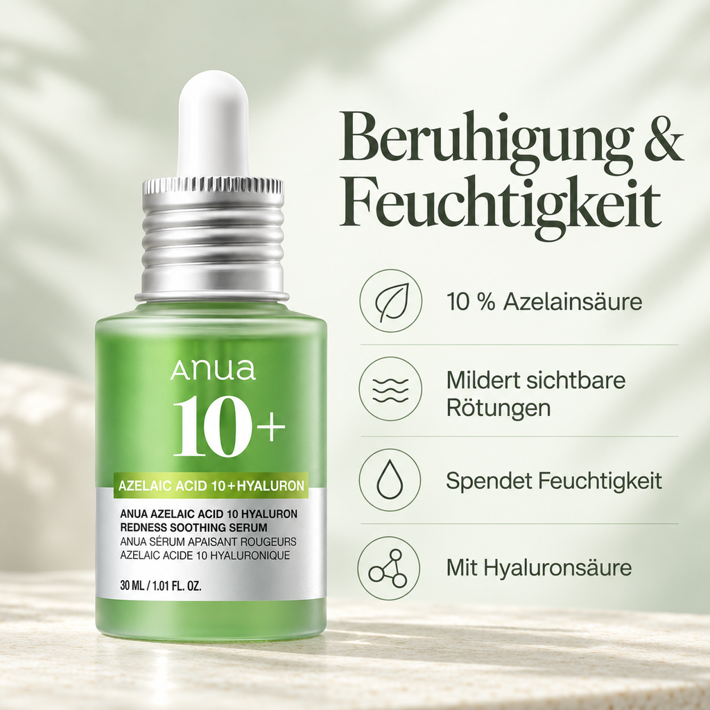 ANUA – Azelaic Acid 10 Hyaluron Redness Soothing Serum, 30 ml